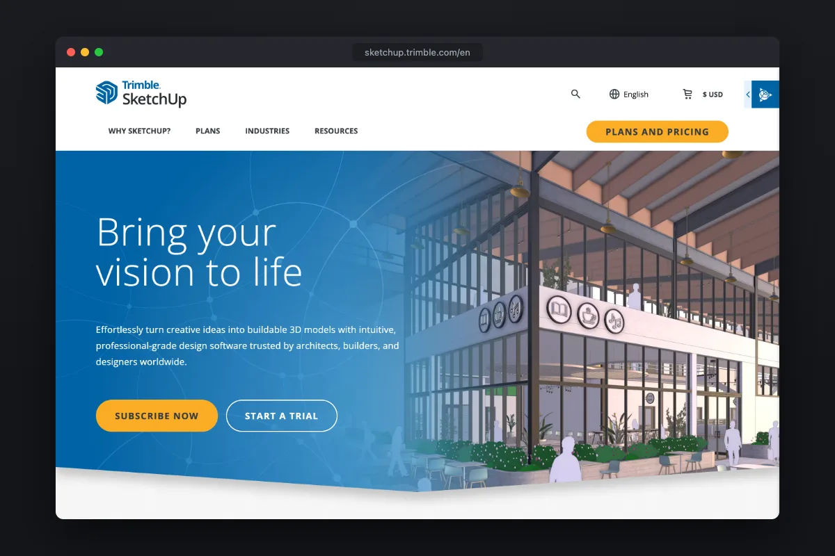 SketchUp homepage: 3D modeling software by Trimble